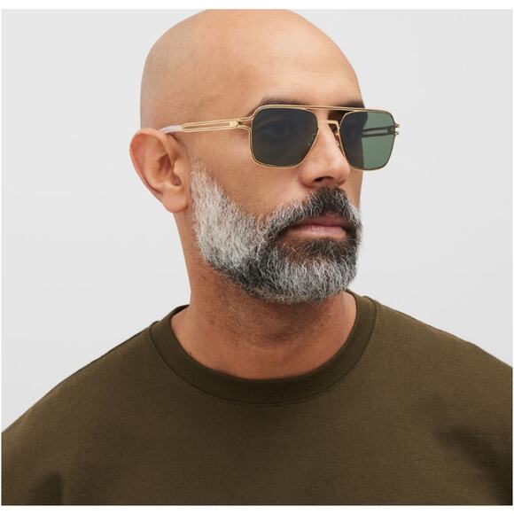 Mykita Men's Gold Black Riku 18HG Eyewear Sunglasses - Picture 1 of 9